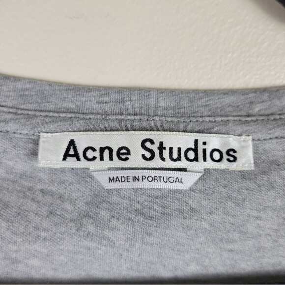 Acne Studios Dorla Solid Grey Cotton Short Sleeve Top Shirt - Picture 4 of 6
